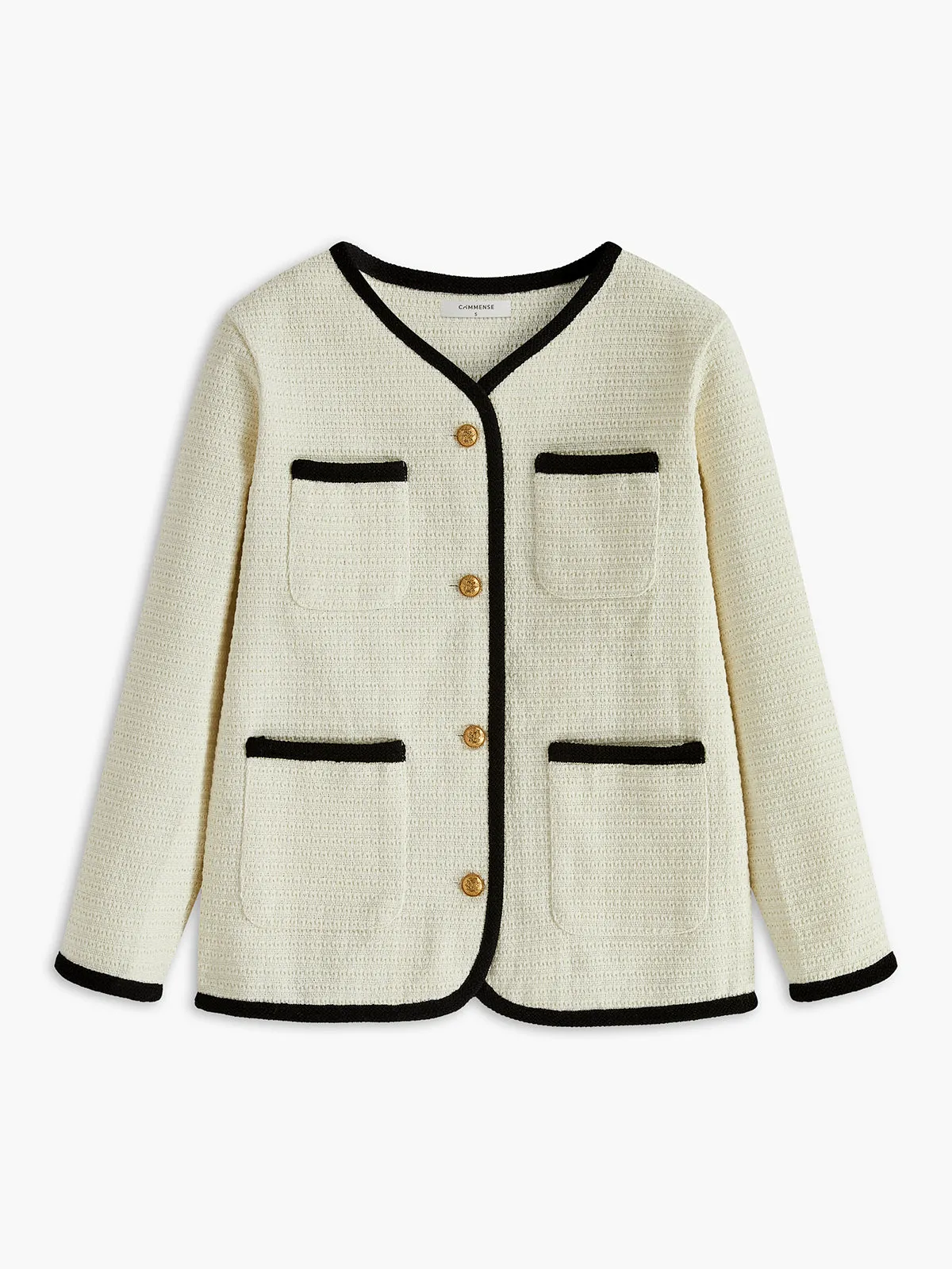Elegant Contrast Binding Pockets Blazer