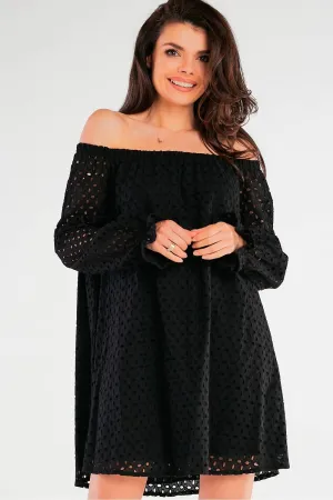 Elegant Openwork Flared Dress