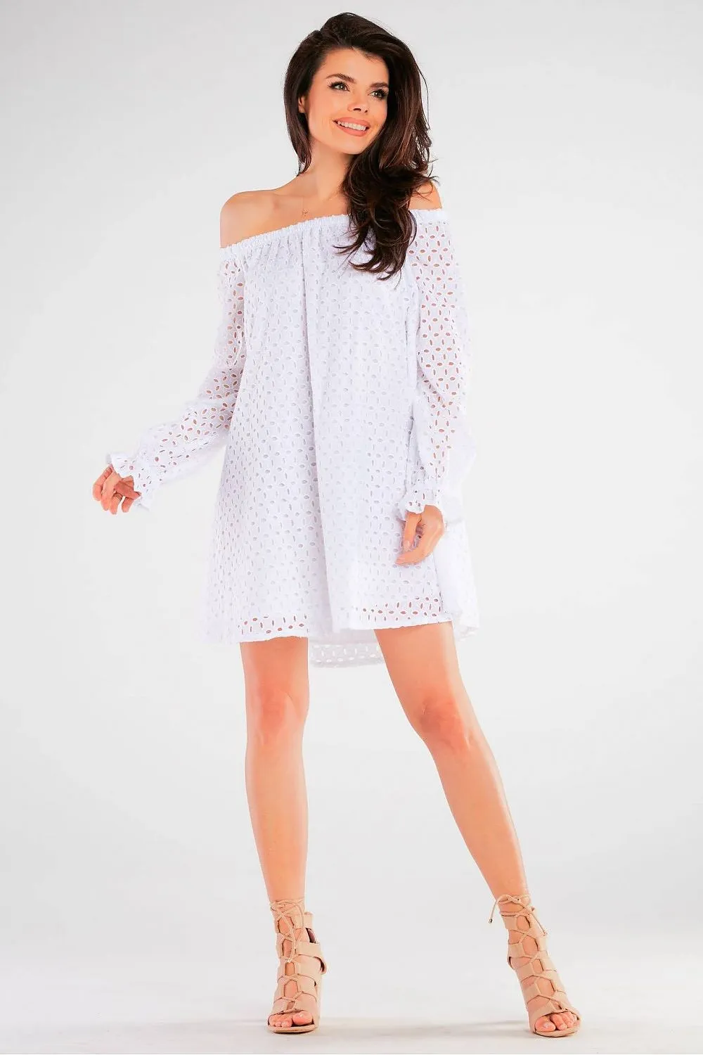 Elegant Openwork Flared Dress