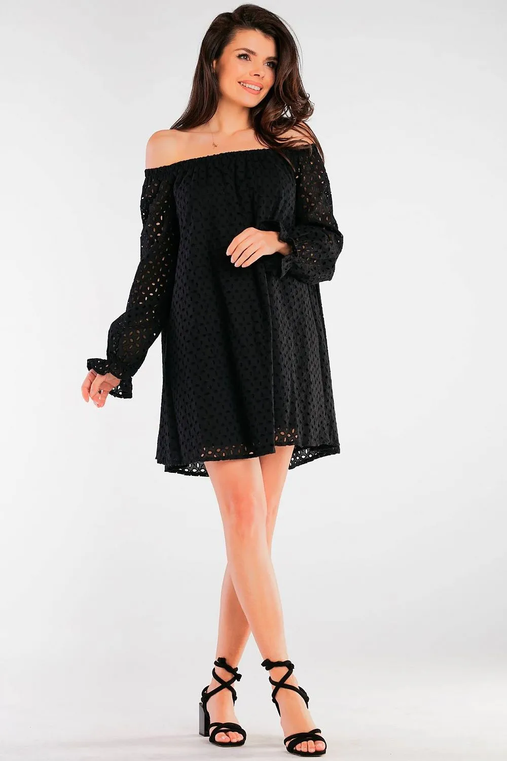 Elegant Openwork Flared Dress