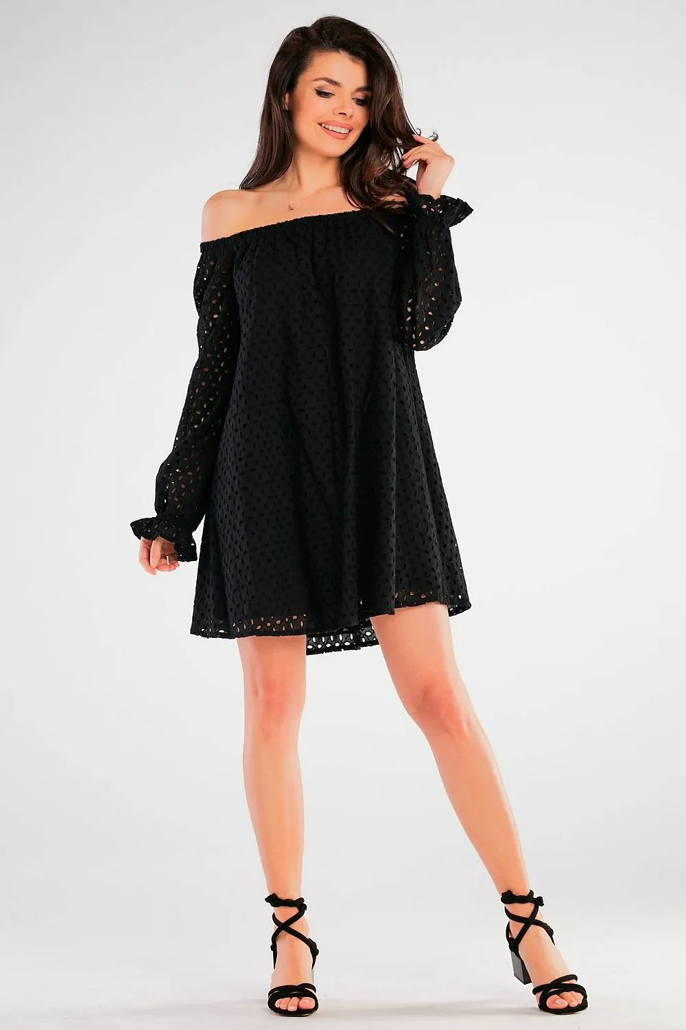 Elegant Openwork Flared Dress