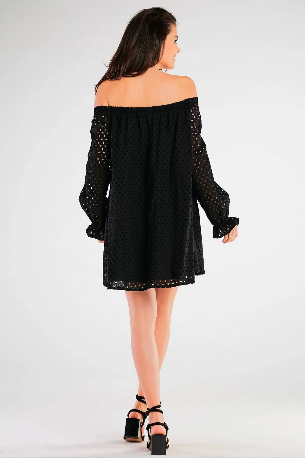 Elegant Openwork Flared Dress