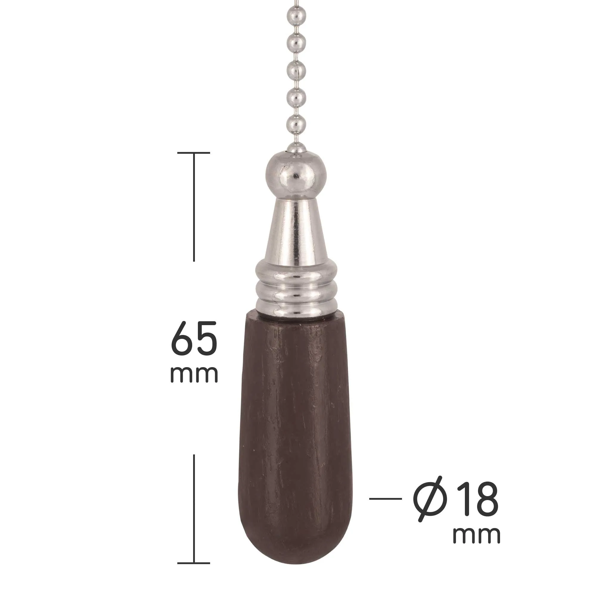ElekTek Light Pull Chain Wooden Drop With 80cm Matching Chain