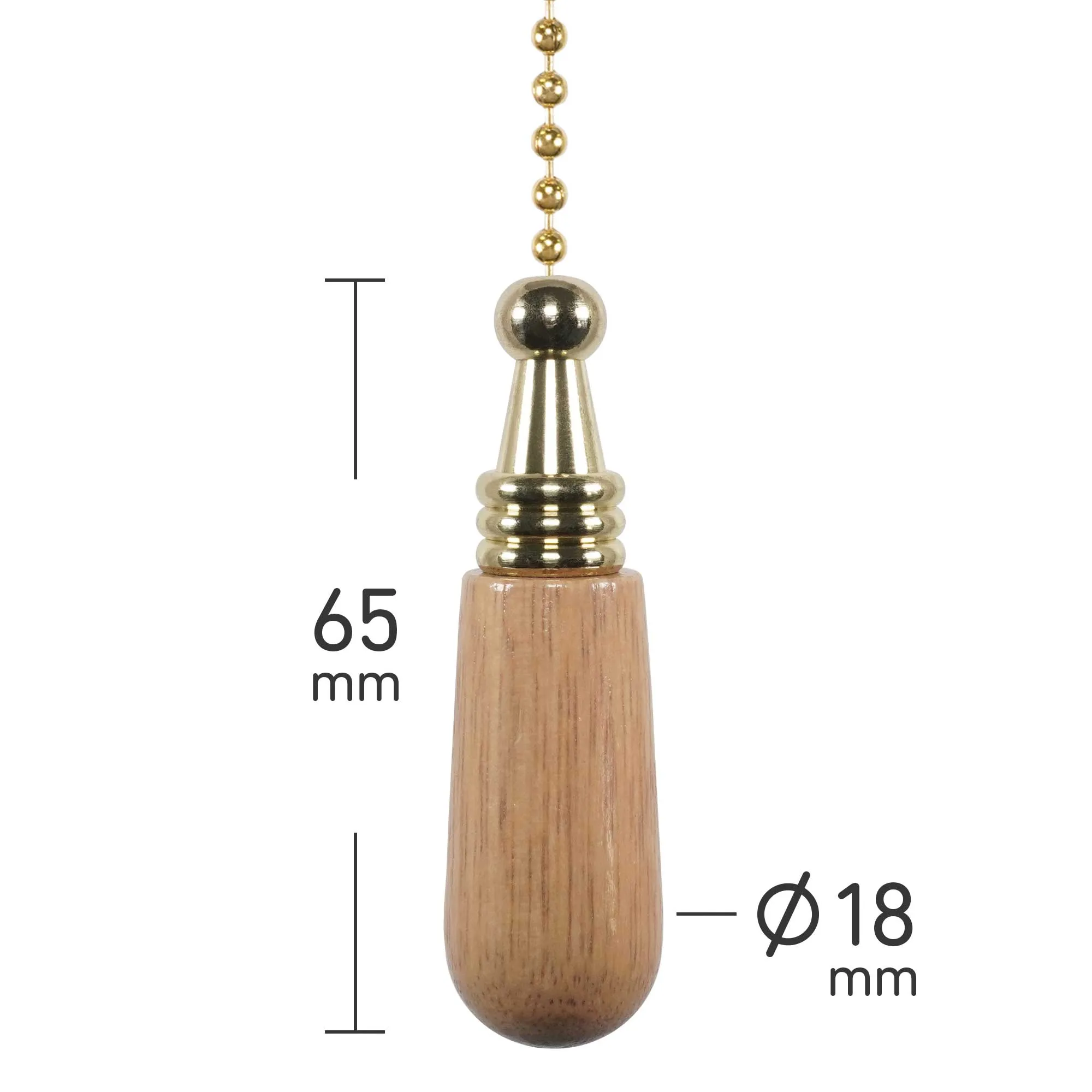 ElekTek Light Pull Chain Wooden Drop With 80cm Matching Chain