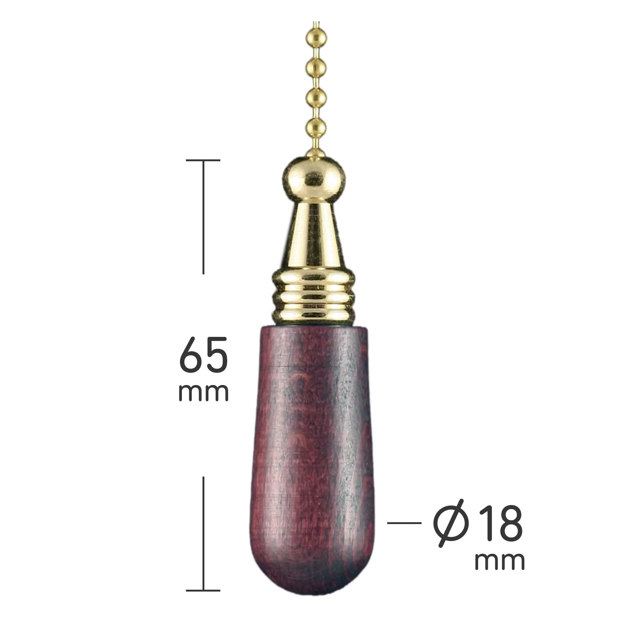 ElekTek Light Pull Chain Wooden Drop With 80cm Matching Chain