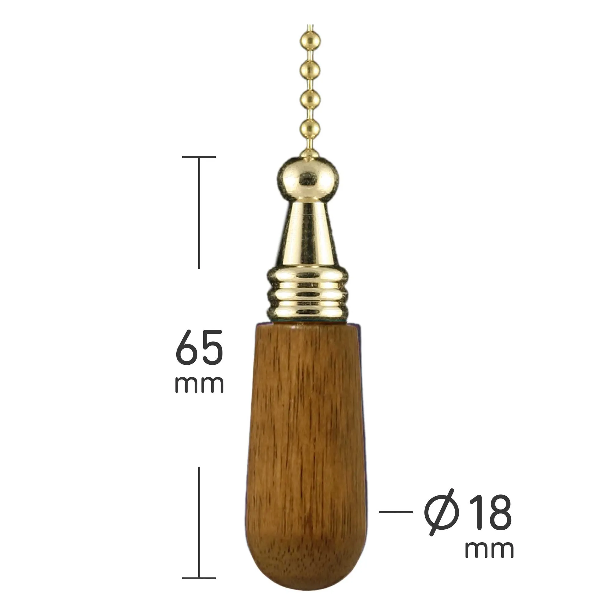 ElekTek Light Pull Chain Wooden Drop With 80cm Matching Chain