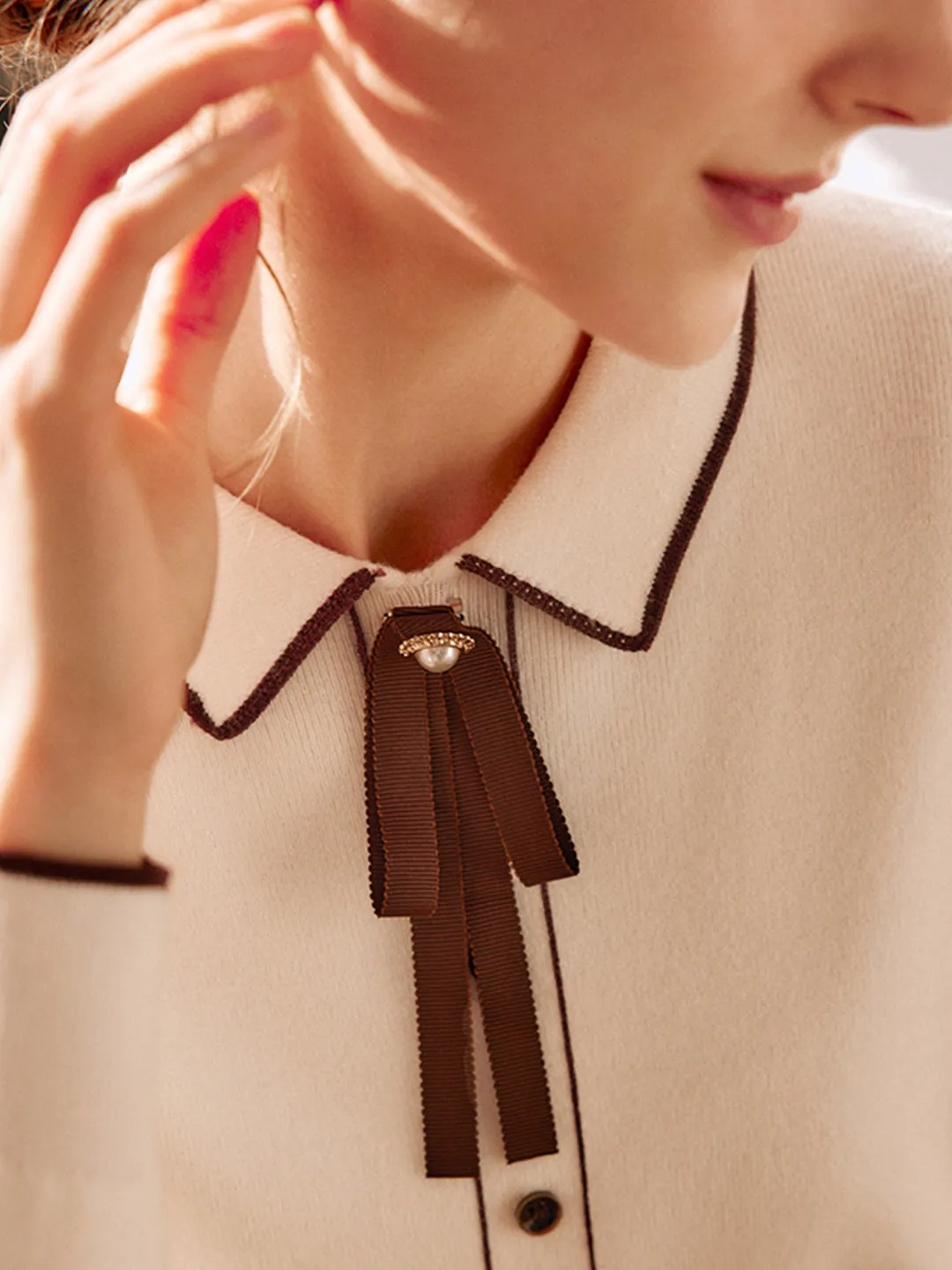 Emma French Style Doll Collar Knitted Sweater-Blue