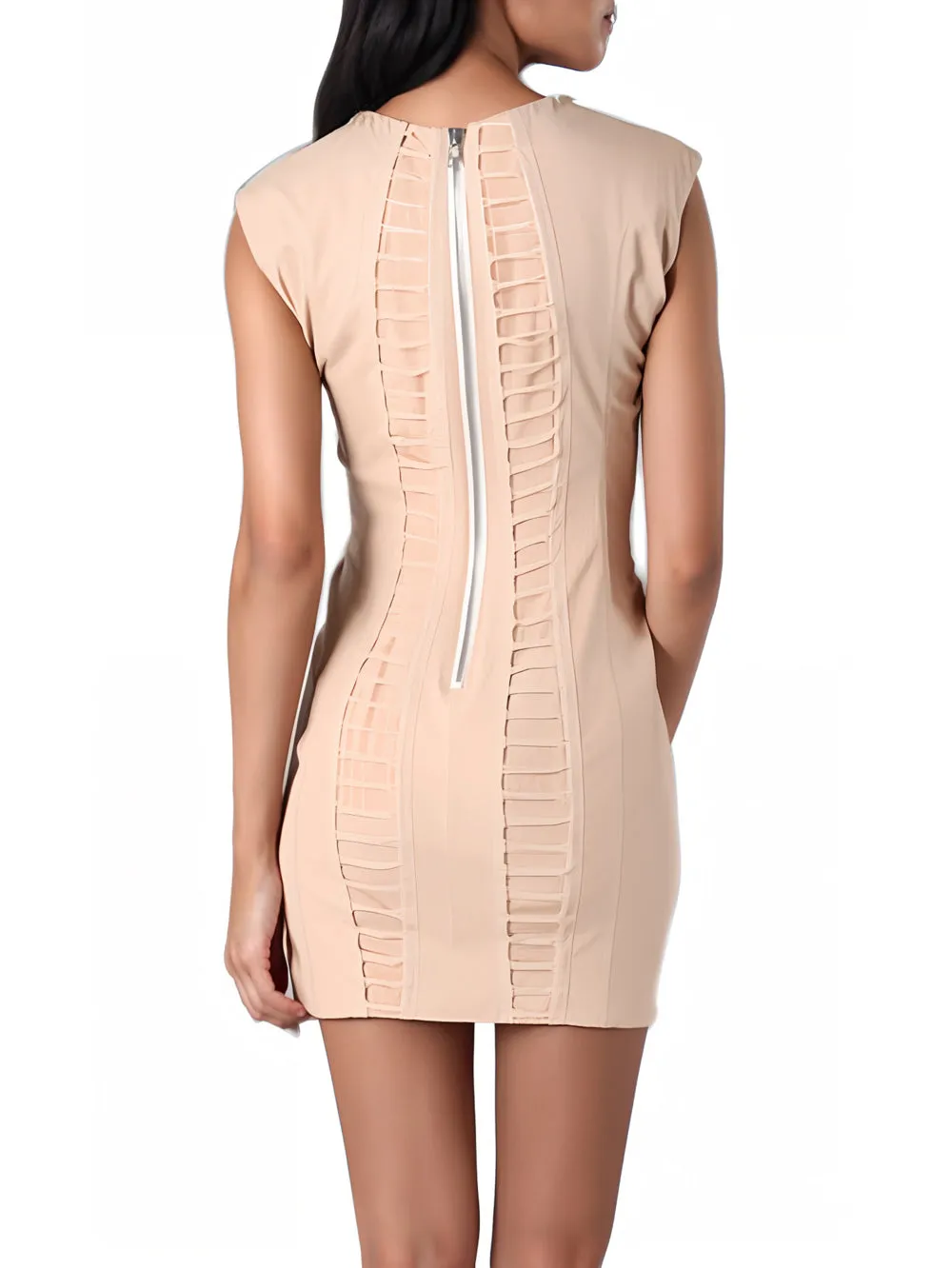 Exposed Zip Lace-Up Leather Dress