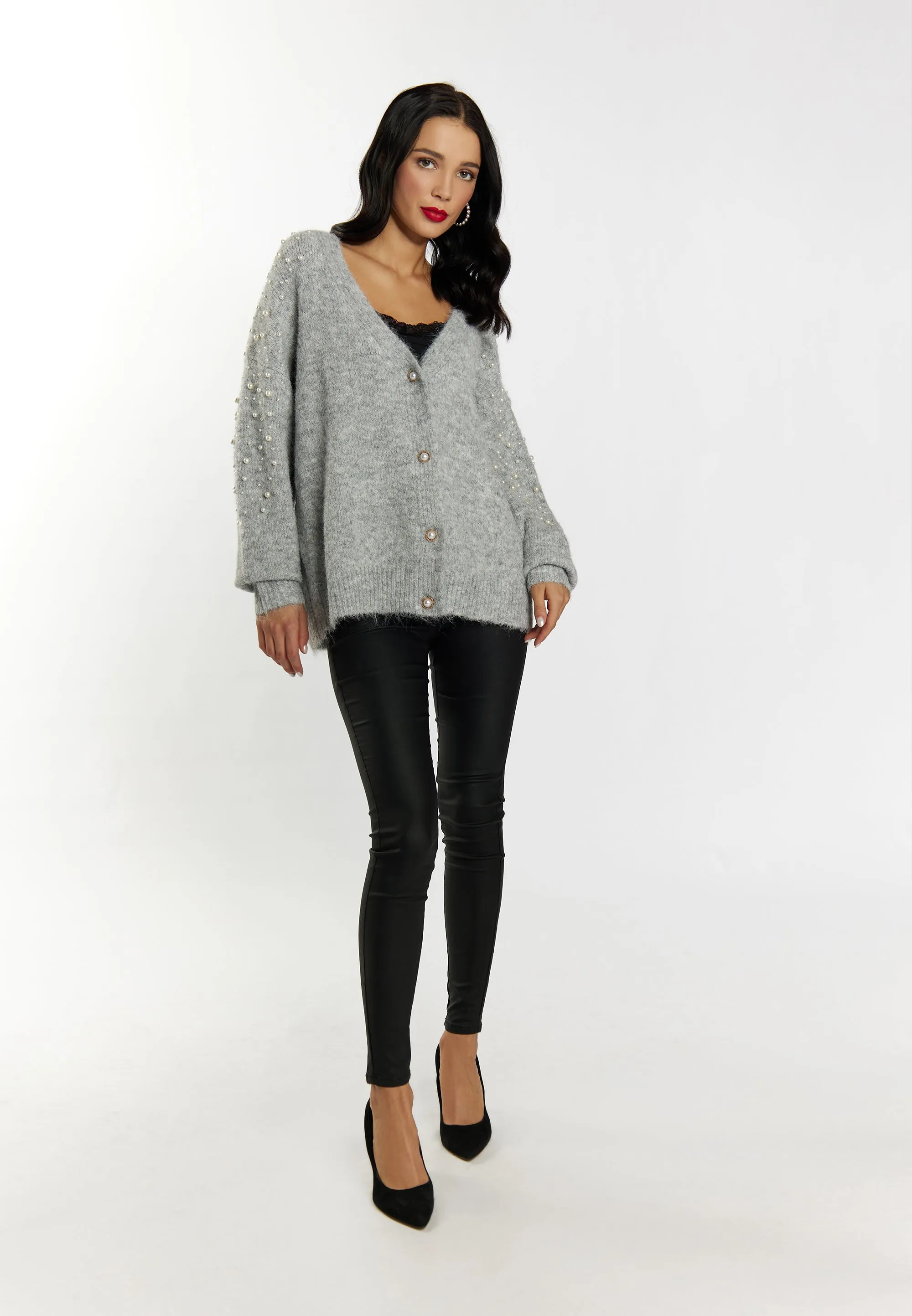 faina Women's Cardigan With Pearl