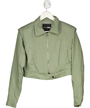 Fashion Nova Green Keep It Light Hearted Linen Jacket UK XS
