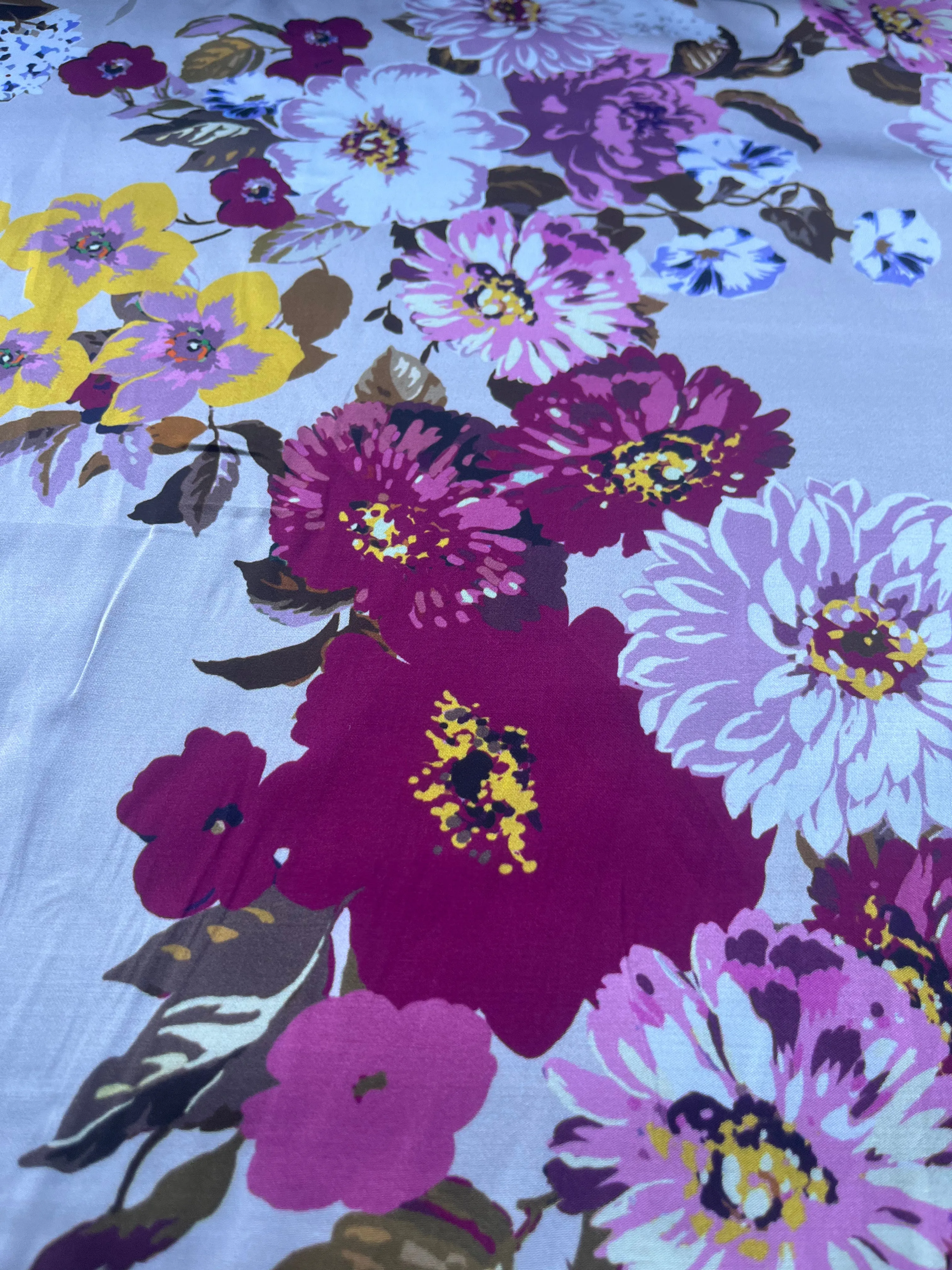 Fatima 014 viscose satin with flower print