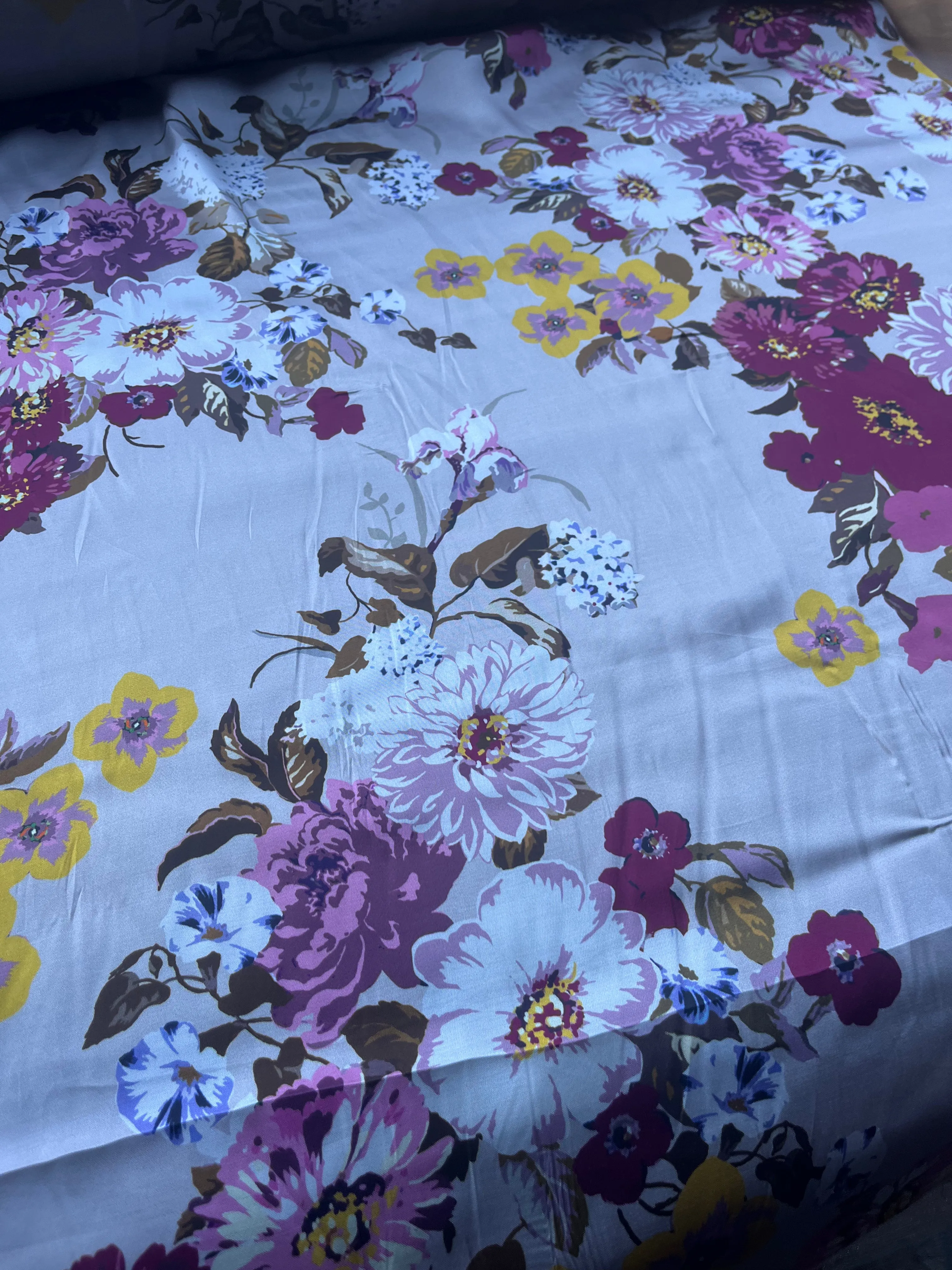 Fatima 014 viscose satin with flower print