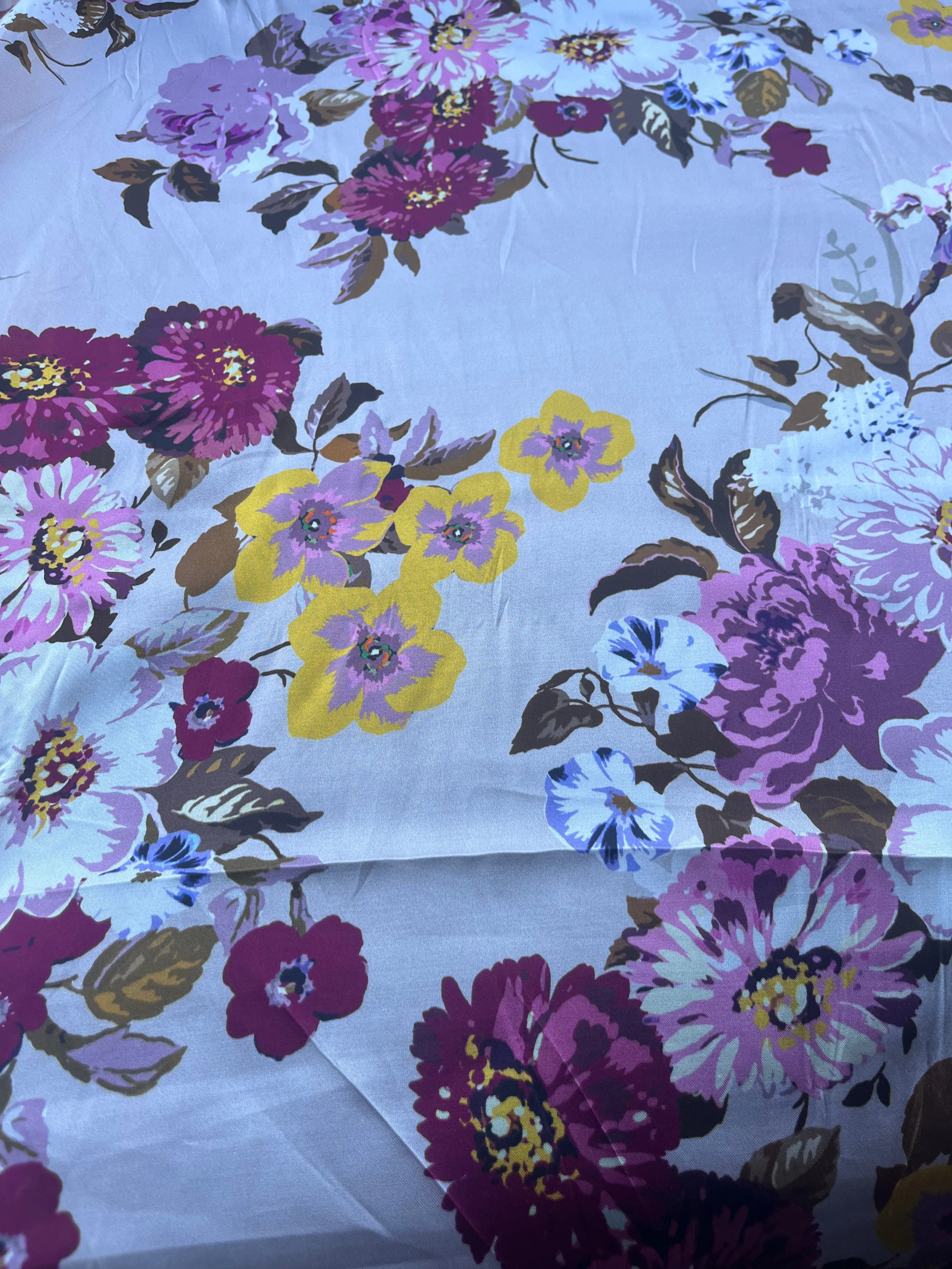 Fatima 014 viscose satin with flower print
