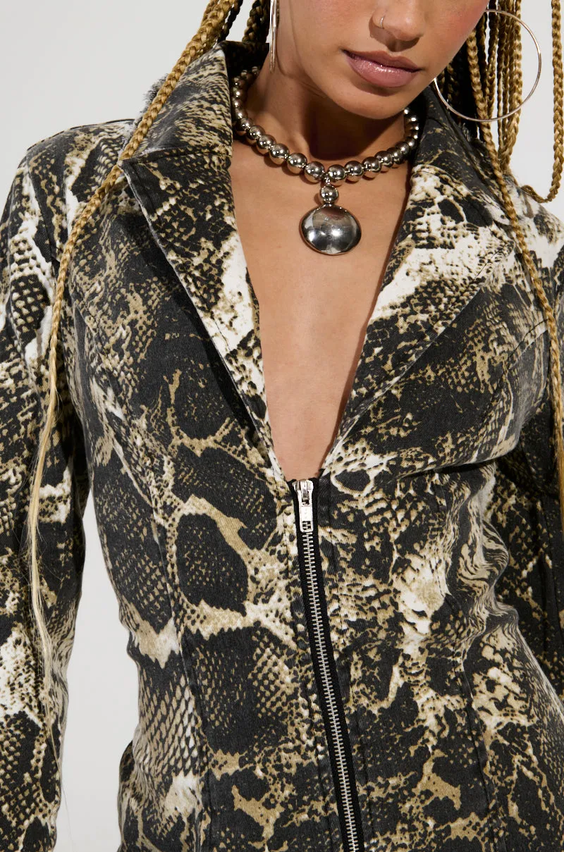 FEELIN EXOTIC SNAKE PRINT BLAZER DRESS
