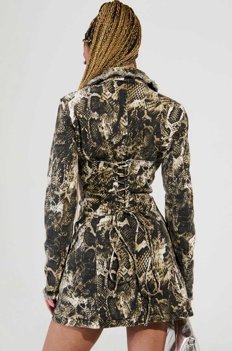 FEELIN EXOTIC SNAKE PRINT BLAZER DRESS