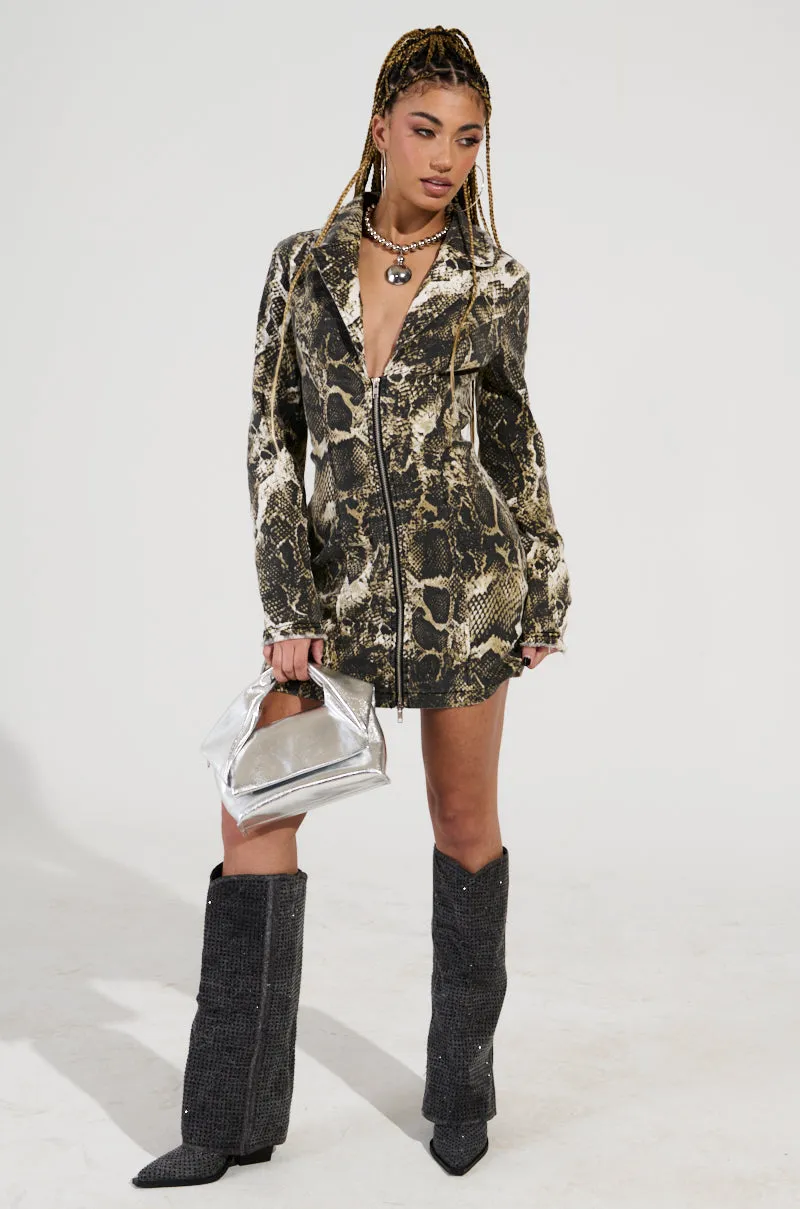 FEELIN EXOTIC SNAKE PRINT BLAZER DRESS