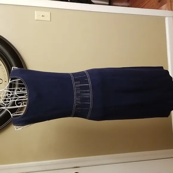 Fitted flattering navy ESCADA dress