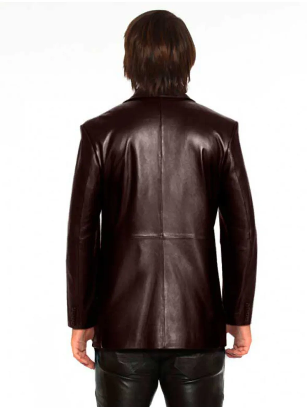 Flap Detailed Leather Blazer for Men