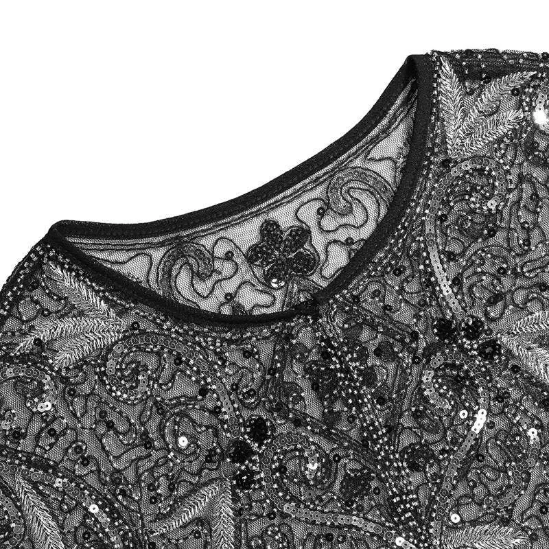 Flapper Shawl, 1920s Gatsby Vintage Retro Shawl Beaded Sequins Short Tops Party Evening Scarf Bridal Wraps Bolero Flapper Cape Cover Up