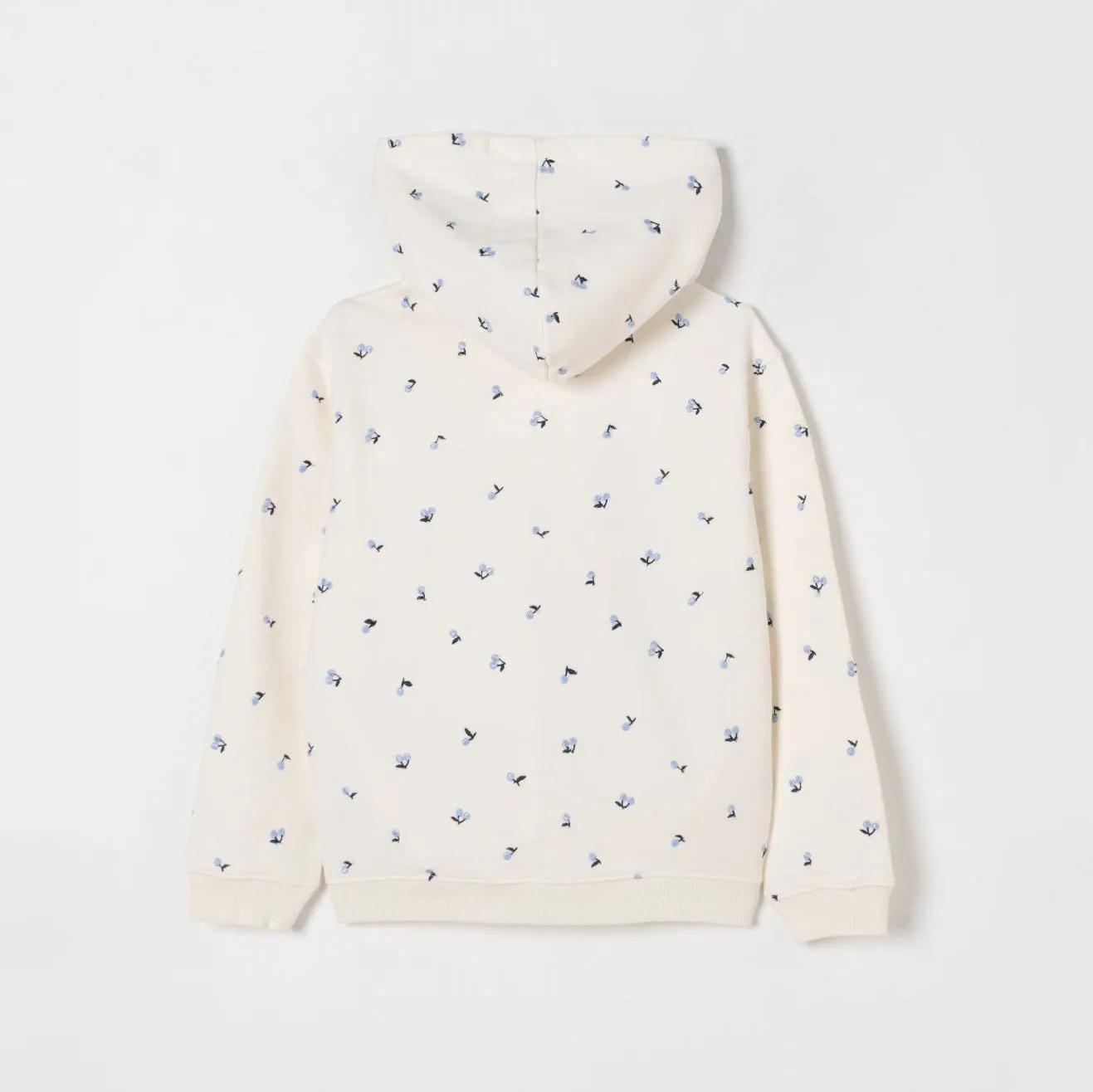 Floral Light Yellow Cotton Hoodie
