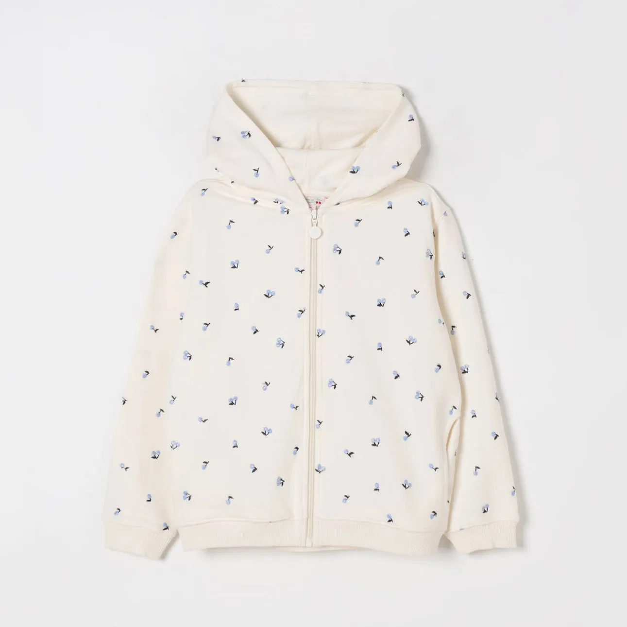 Floral Light Yellow Cotton Hoodie