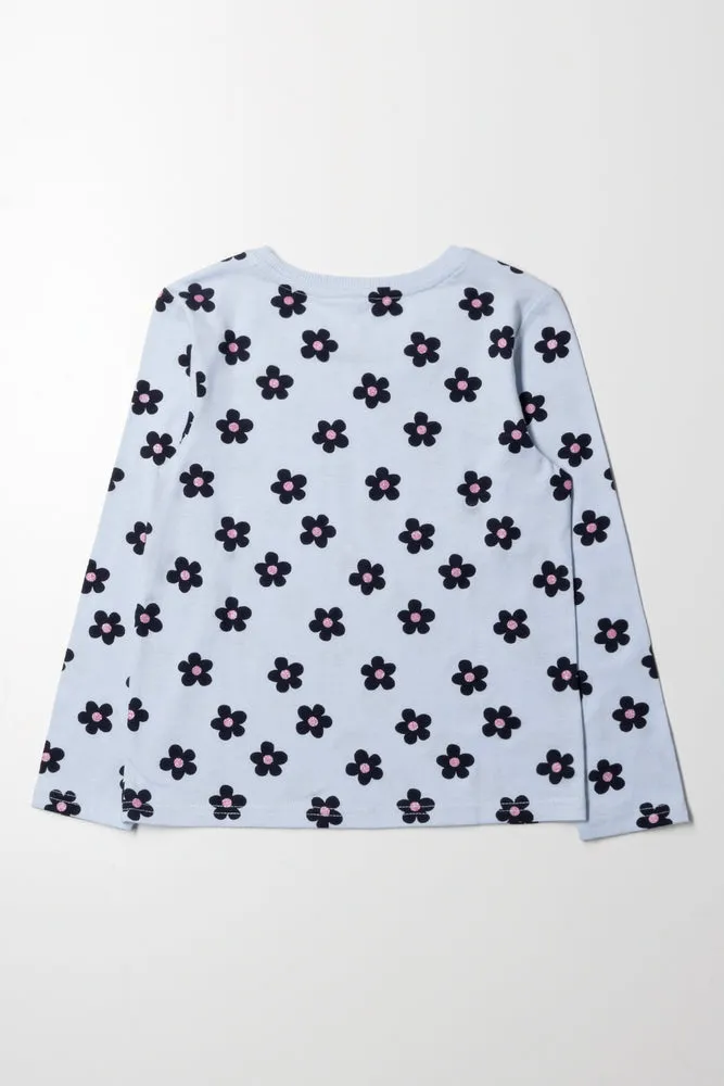 Floral Long Sleeve T-Shirt Blue