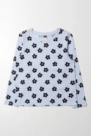 Floral Long Sleeve T-Shirt Blue