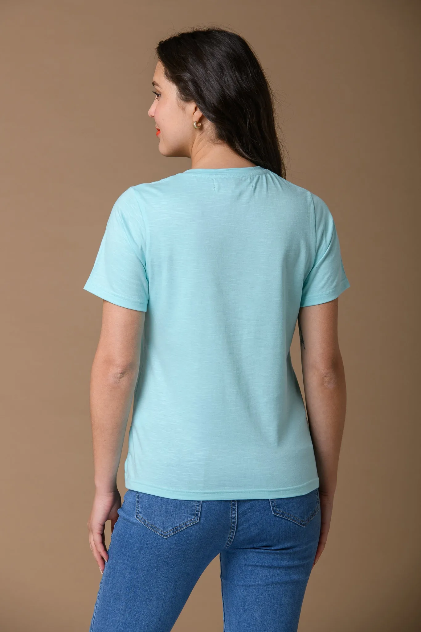 Flower Embellished Tee - Mint