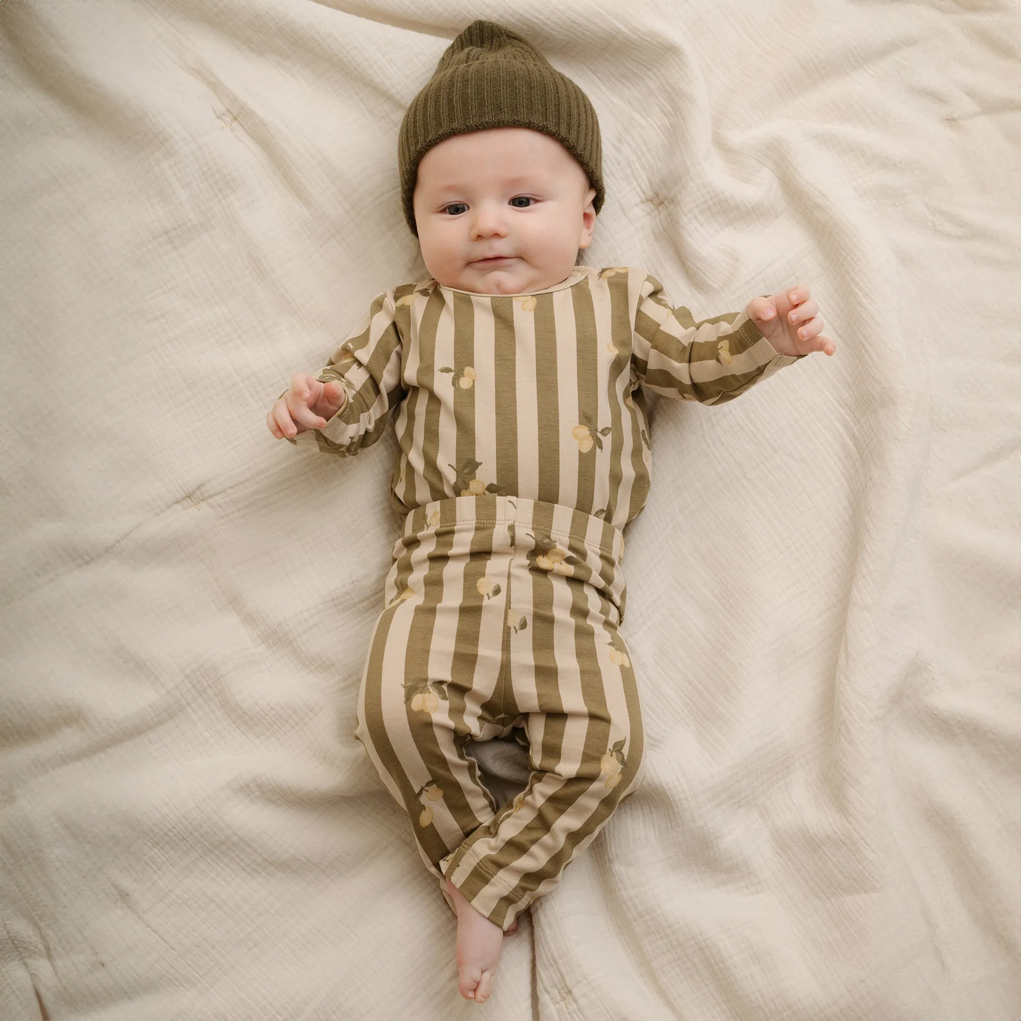 Garbo & Friends Stripe Prune Jersey LS Bodysuit