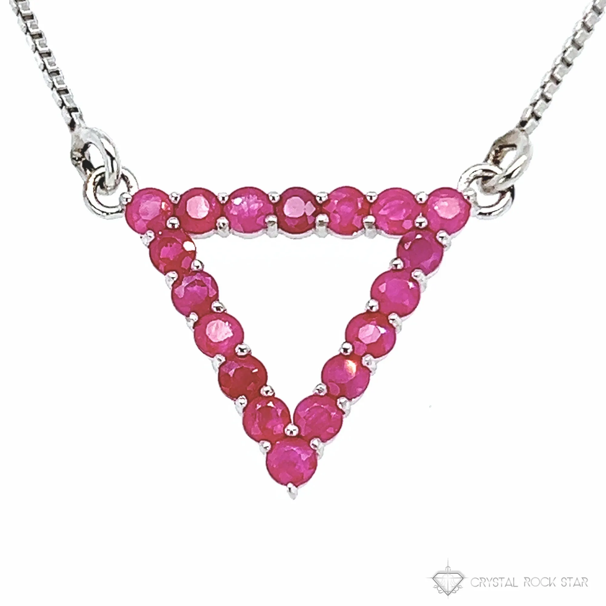 Genuine Ruby Triangle Sterling Silver Necklace