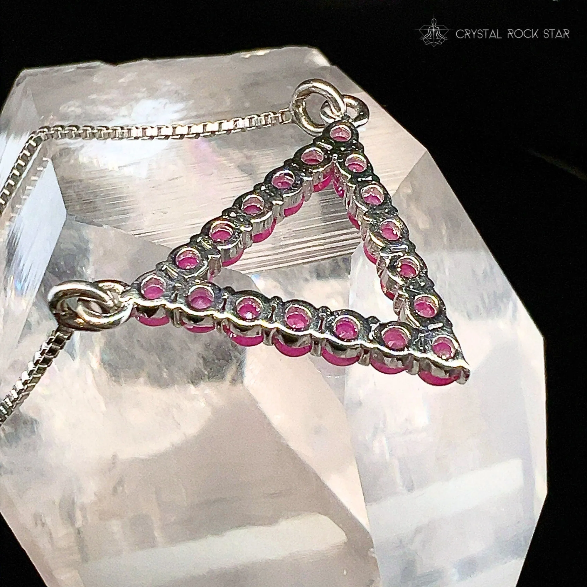 Genuine Ruby Triangle Sterling Silver Necklace
