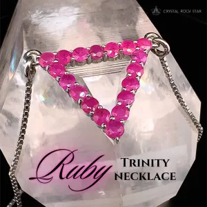 Genuine Ruby Triangle Sterling Silver Necklace