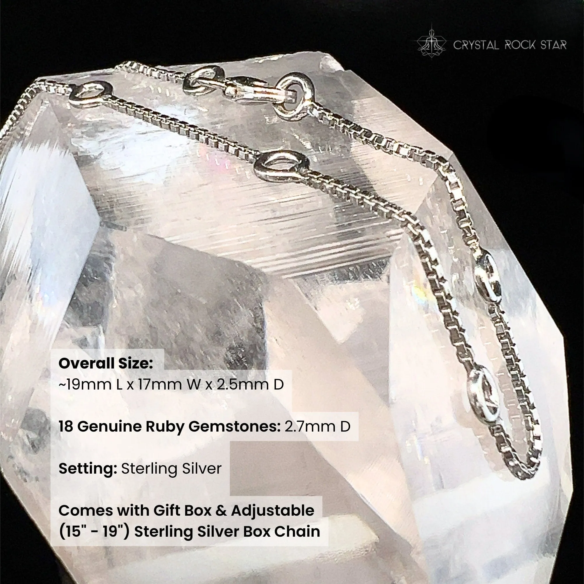 Genuine Ruby Triangle Sterling Silver Necklace