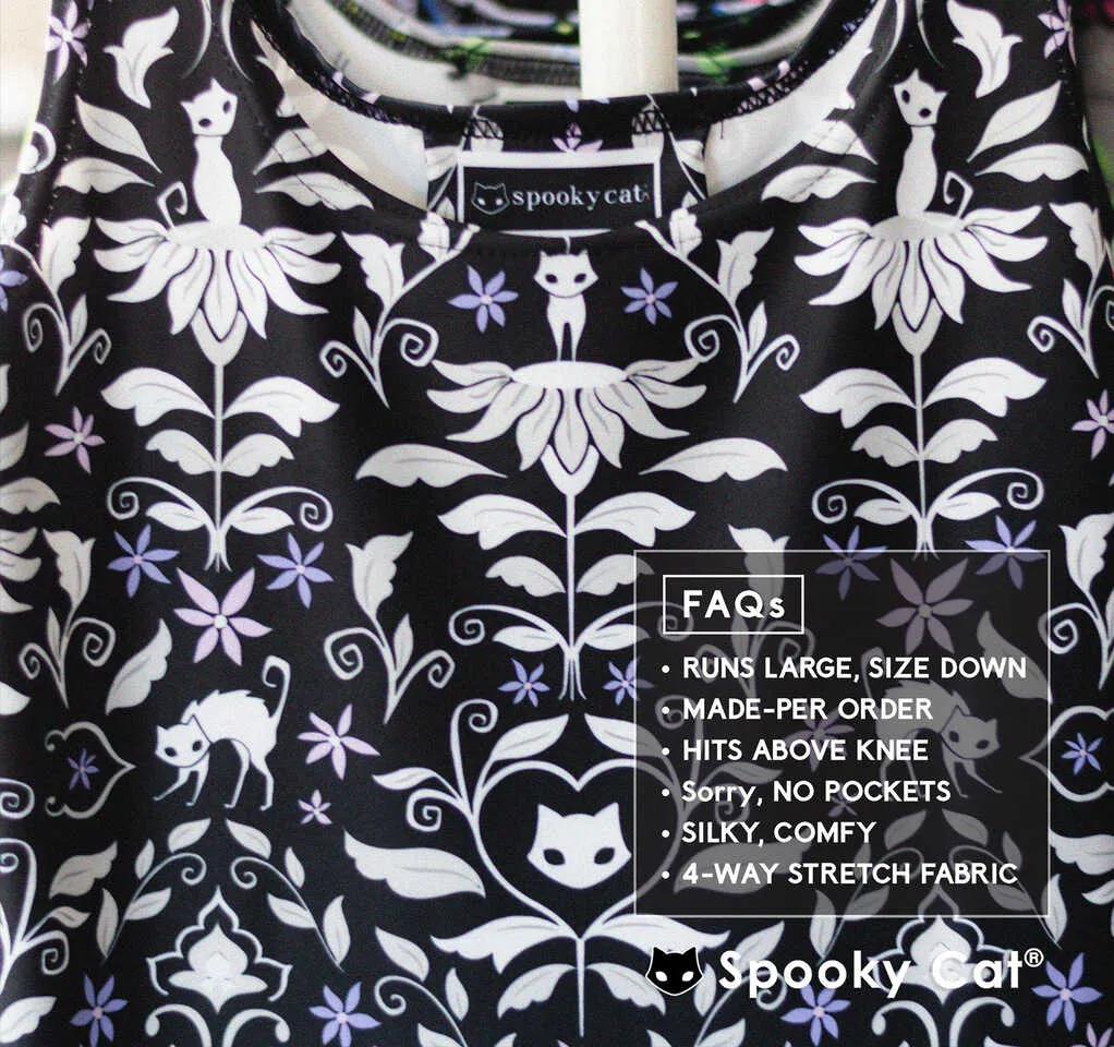Ghost Cat Damask Skater Dress