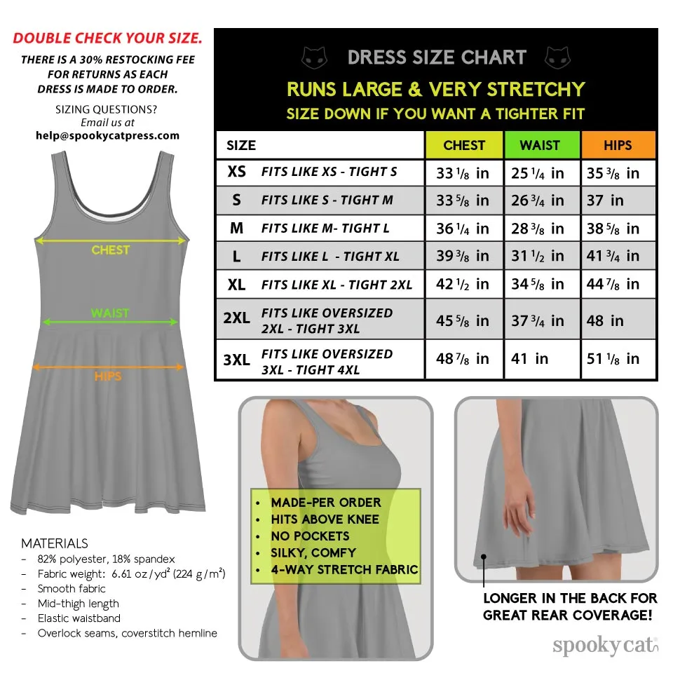 Ghost Cat Damask Skater Dress