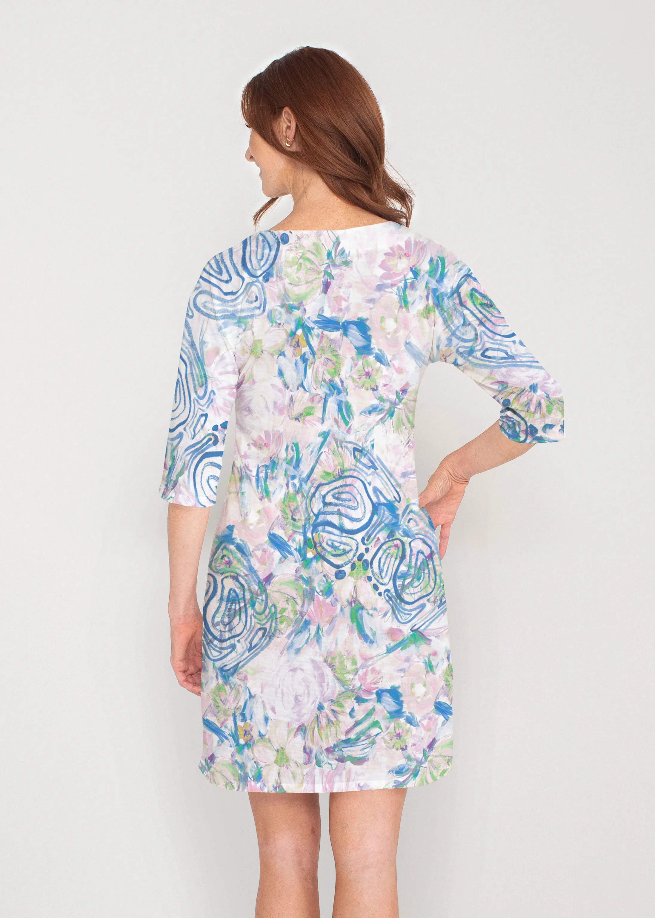 GiGi (17251) ~ Drop Shoulder 3/4 Sleeve V-Neck Dress