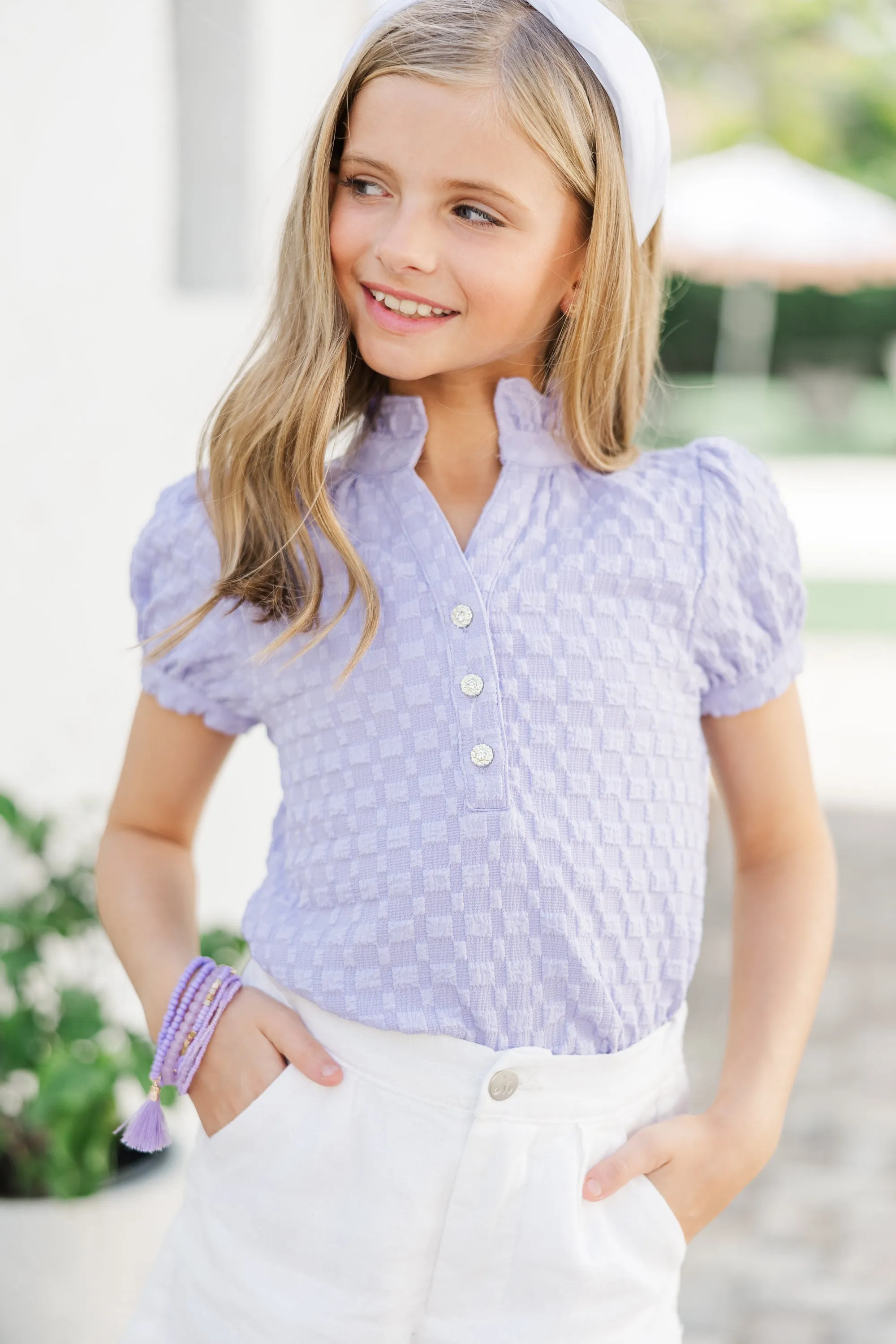 Girls: The Viv Lavender Textured Blouse