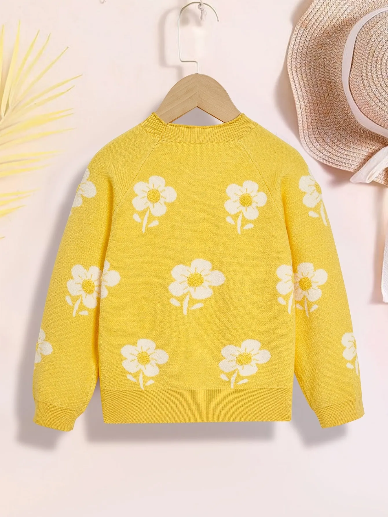 Girls Vibrant Flower Jacquard Knitted Crewneck Long Sleeve Pullover Sweater Jumper Tops - Soft, Cozy, and Warm Winter Wear - Perfect for Casual Daily Life and Outdoor Activities