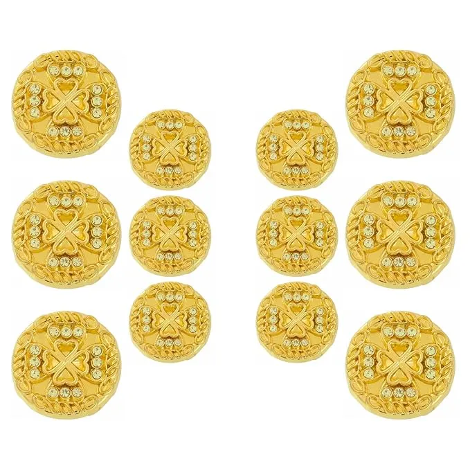 Gold Diamond Buttons with Clover Design