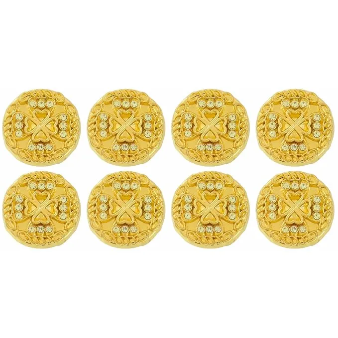 Gold Diamond Buttons with Clover Design