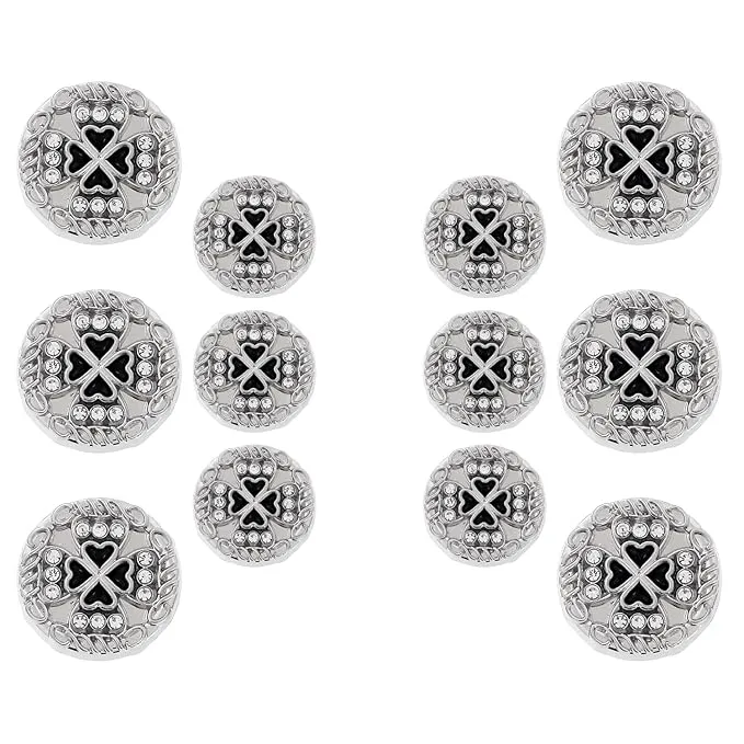 Gold Diamond Buttons with Clover Design