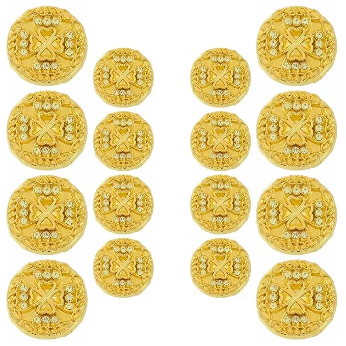 Gold Diamond Buttons with Clover Design