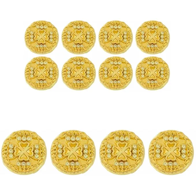 Gold Diamond Buttons with Clover Design
