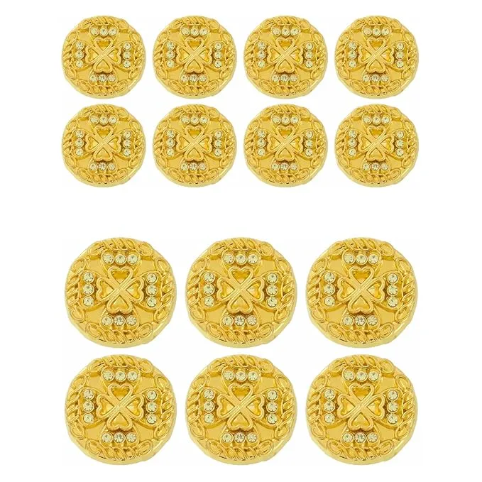 Gold Diamond Buttons with Clover Design