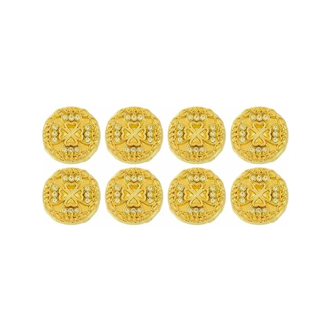 Gold Diamond Buttons with Clover Design