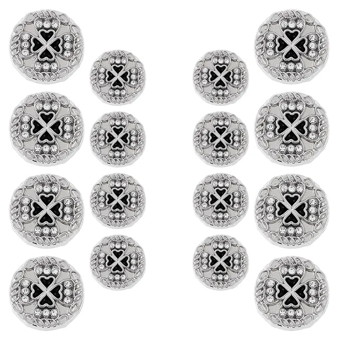 Gold Diamond Buttons with Clover Design