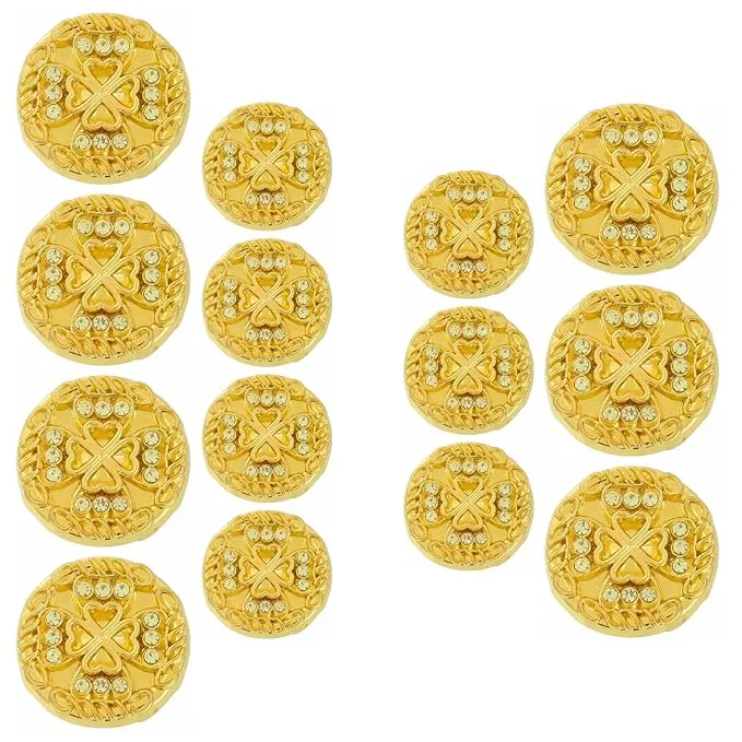 Gold Diamond Buttons with Clover Design