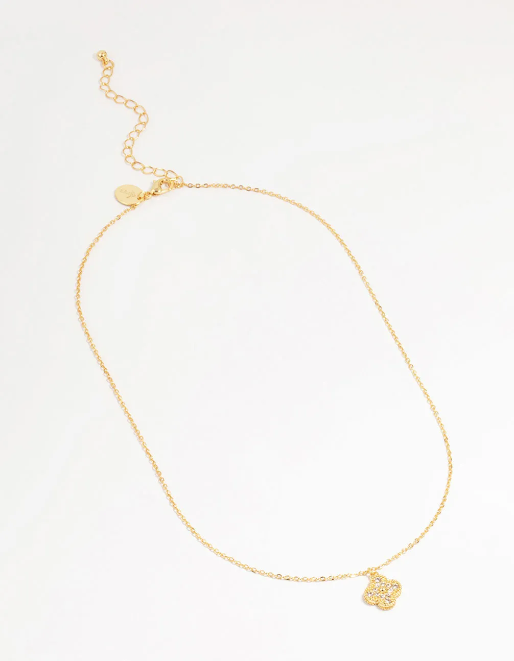 Gold Plated Brass Cubic Zirconia Flower Pendant Necklace