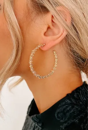 Gold Textured Hoop Earrings