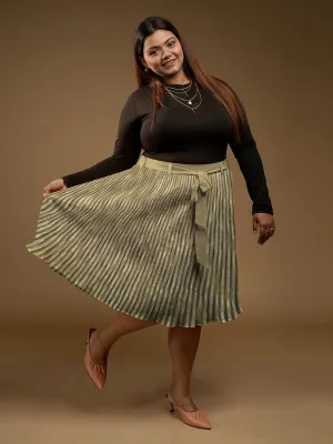 Golden Textured Midi Skirt